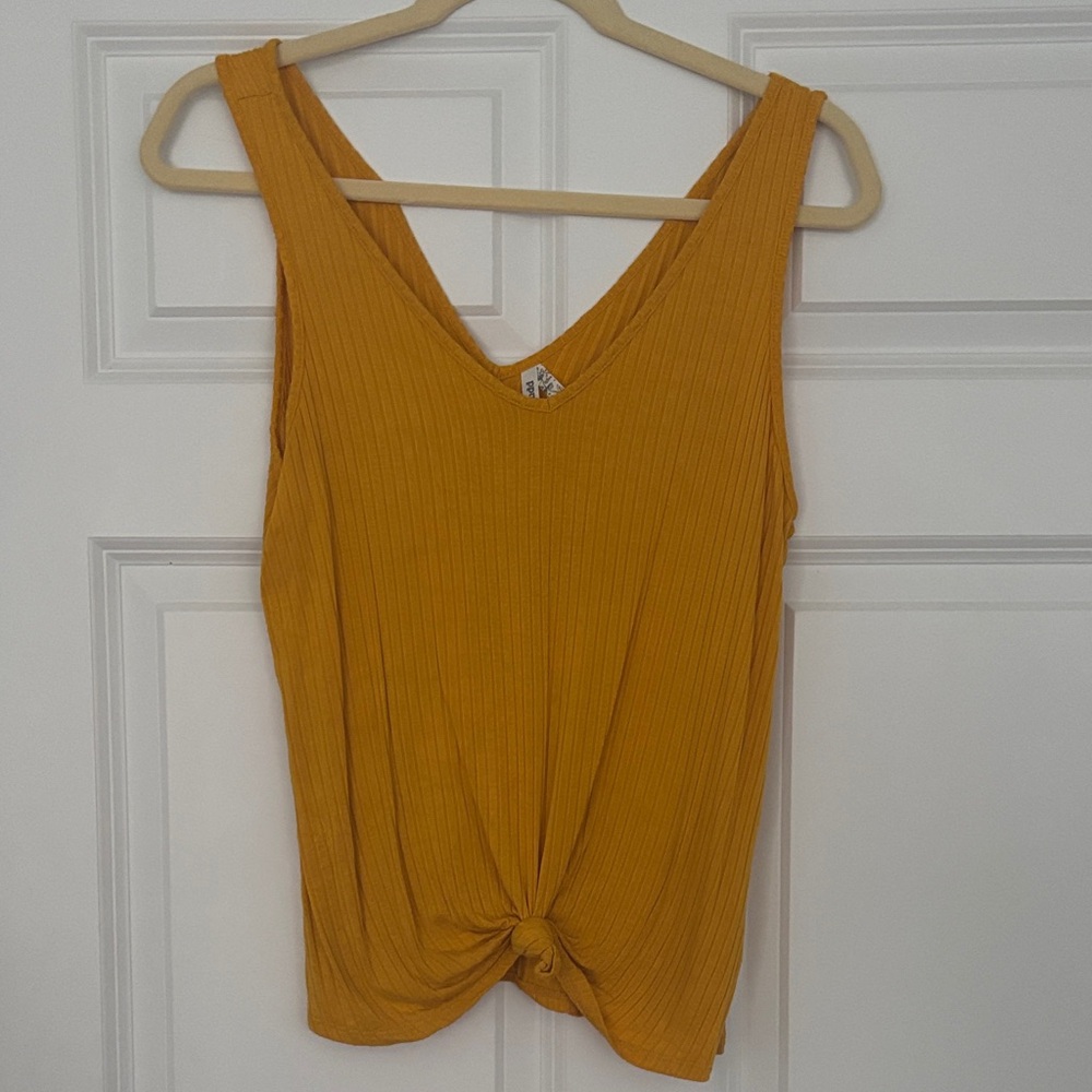 Mudd Mustard Yellow Knotted Tank Top